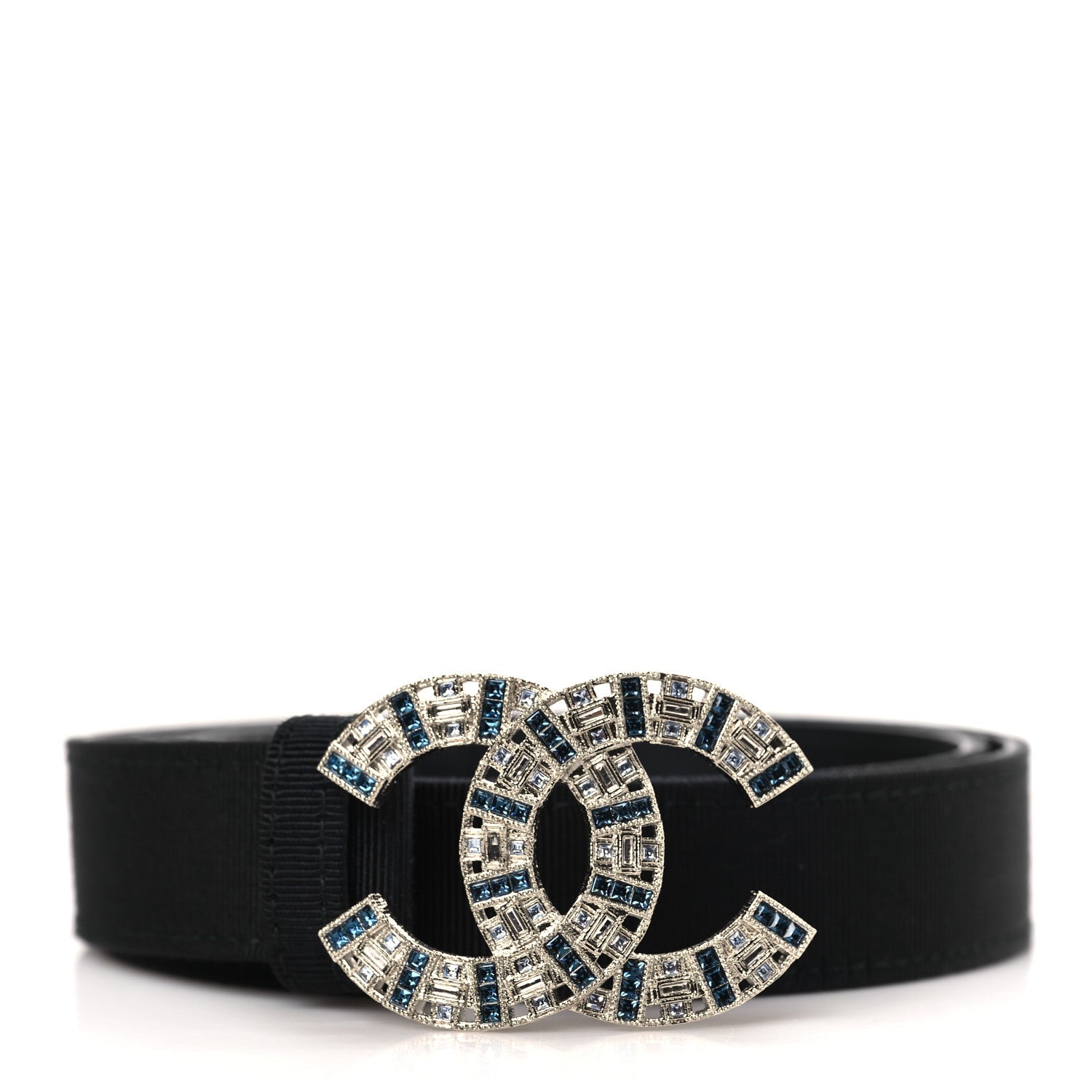 Chanel Grosgrain Crystal CC Belt 80 32 Black 1 of 8