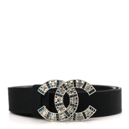 Chanel Grosgrain Crystal CC Belt 80 32 Black 1 of 8