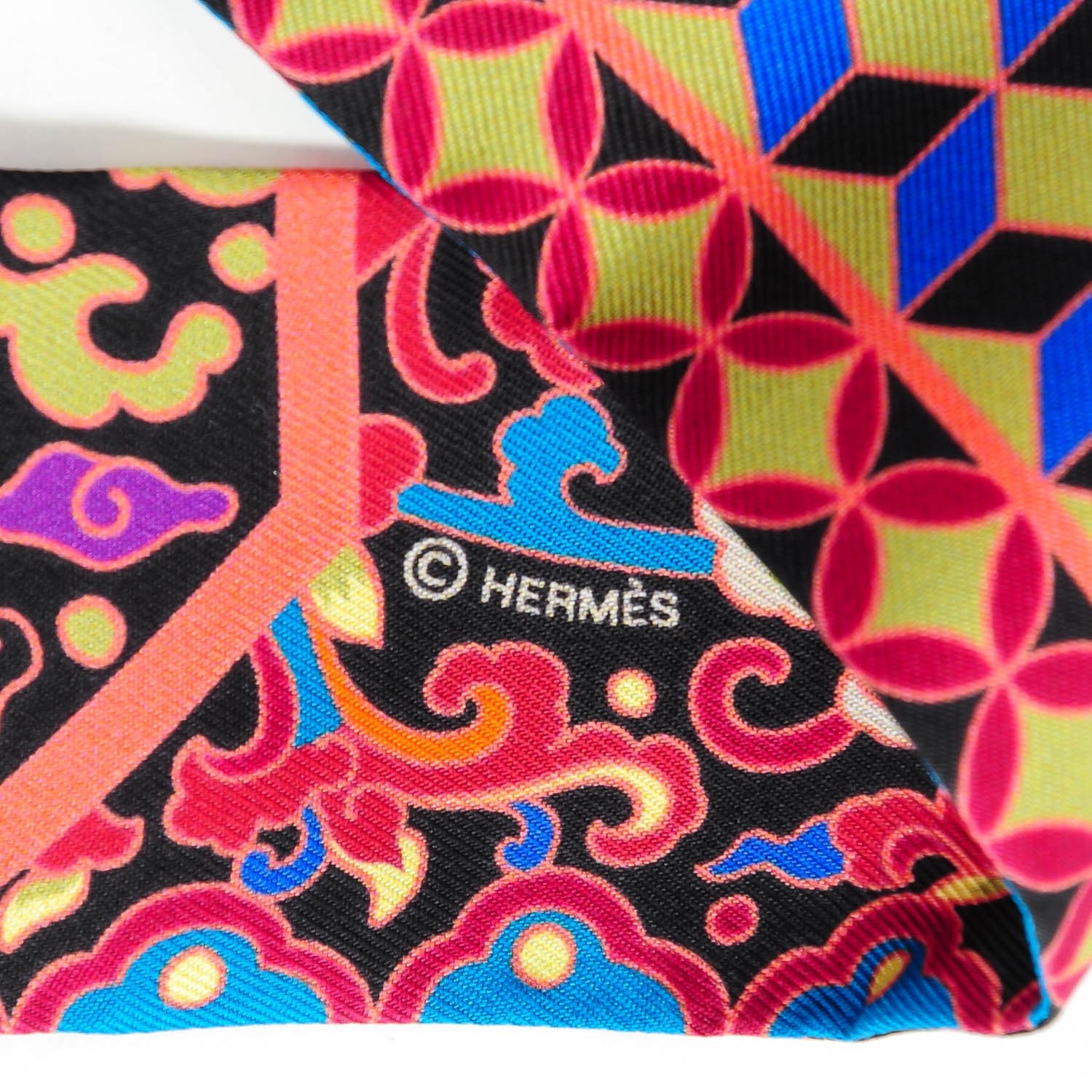 Hermes Silk Collections Imperiales Twilly Orange Fuchsia Black 4 of 6