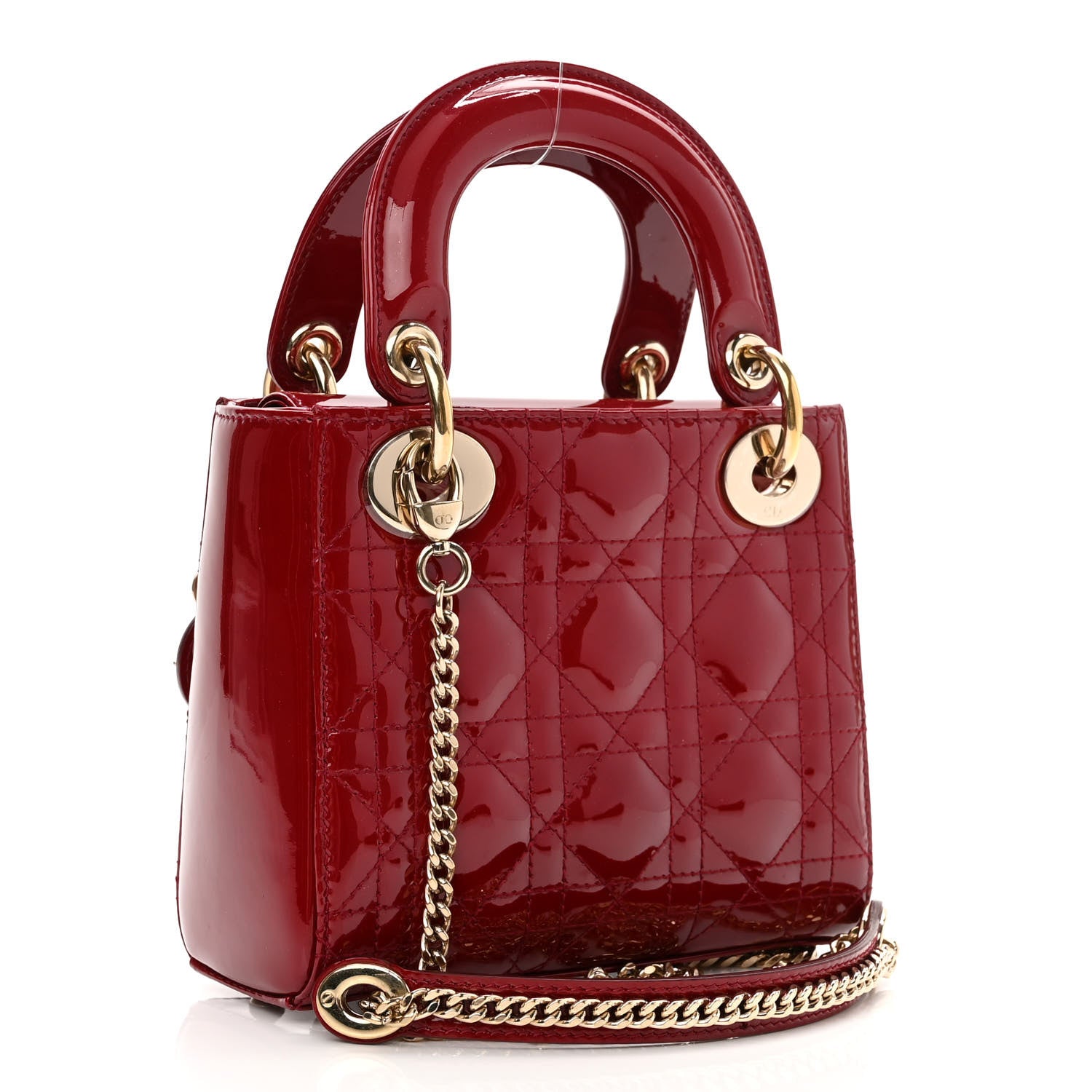 Christian Dior Patent Cannage Mini Lady Dior Red 3 of 10