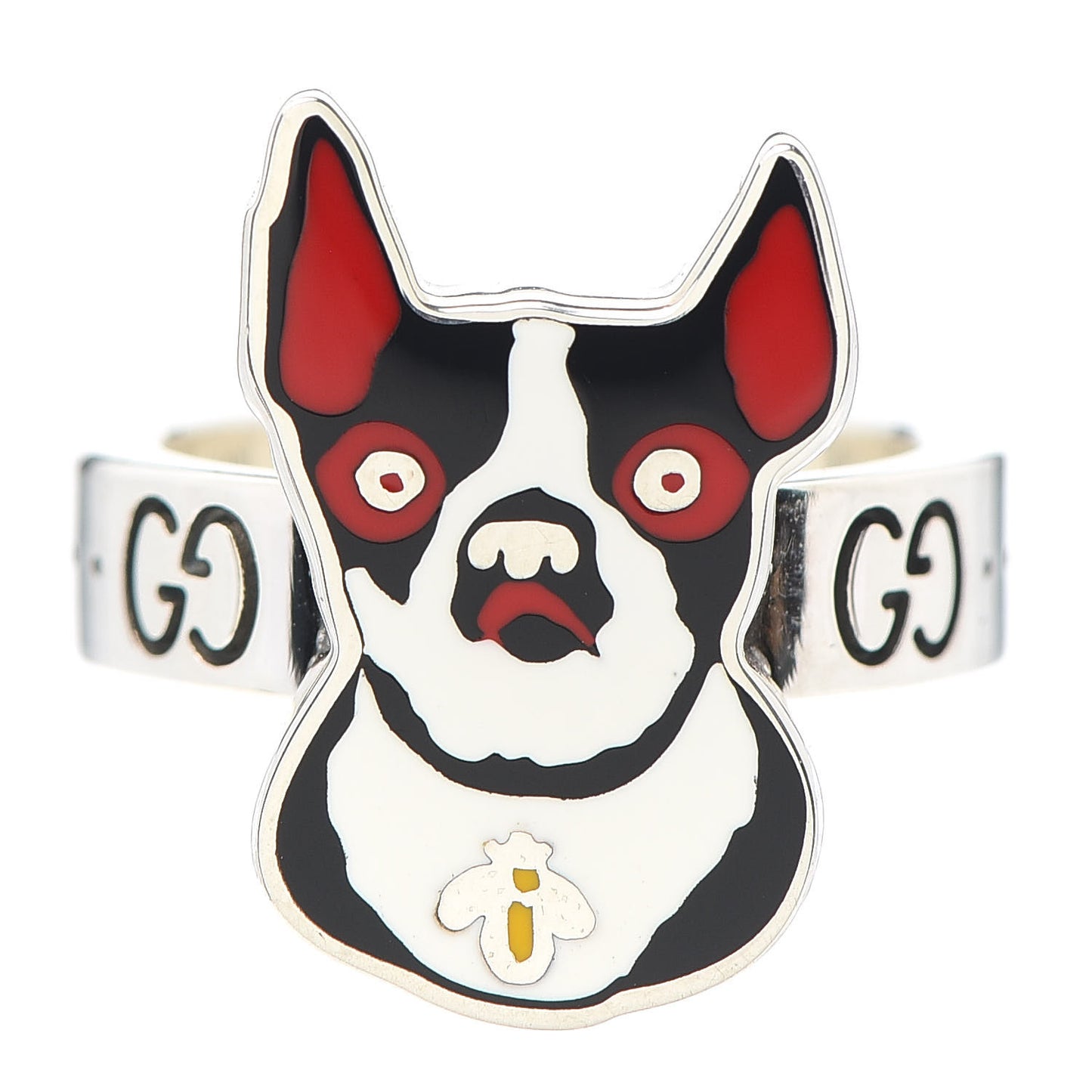 Sterling Silver Enamel Orso Ring 53 6.25