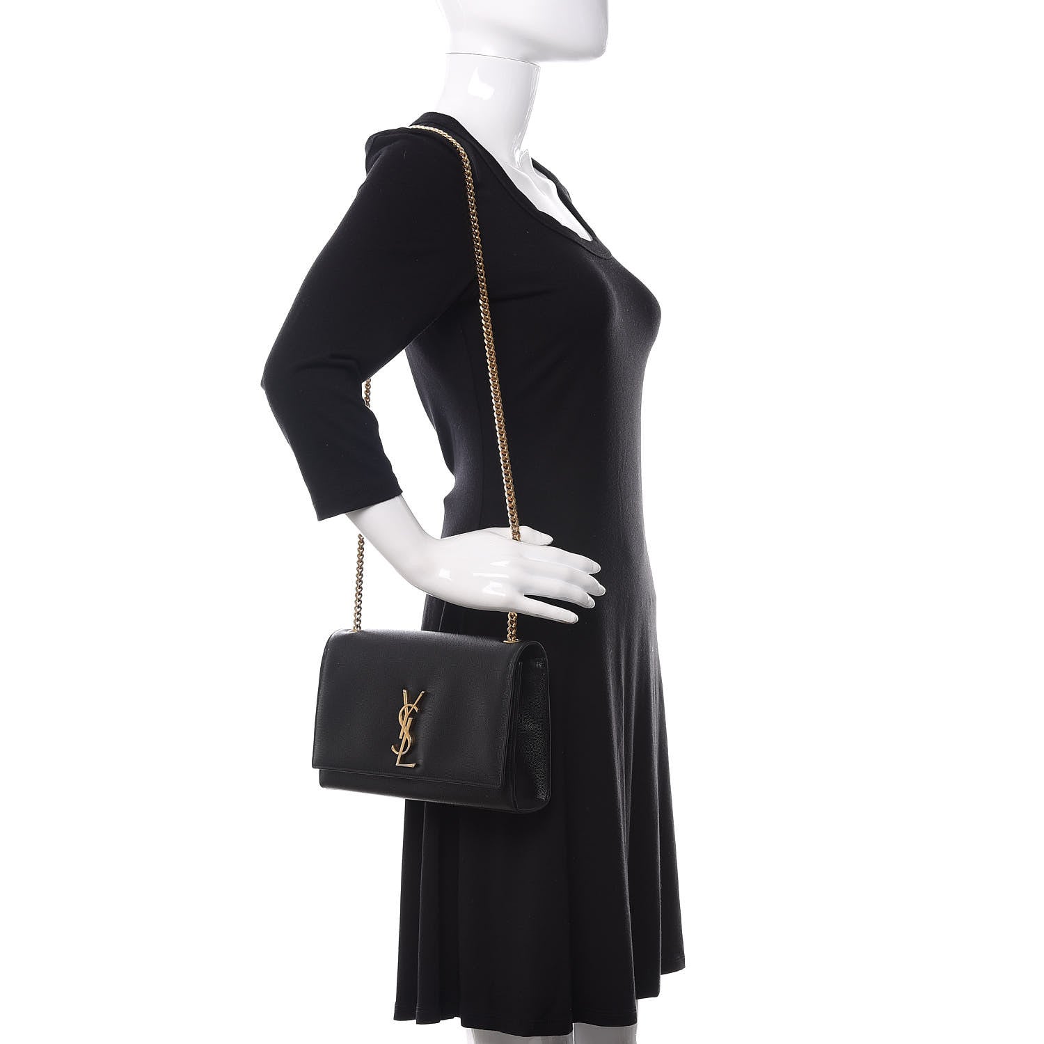 Saint Laurent Grain De Poudre Medium Classic Monogram Kate Satchel Black 2 of 10