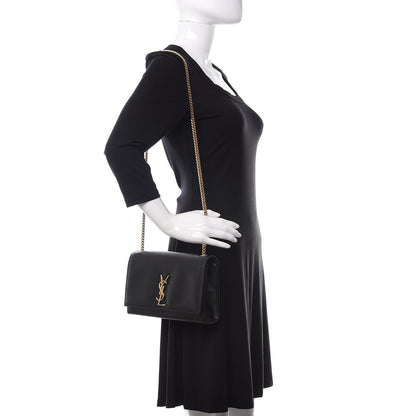 Saint Laurent Grain De Poudre Medium Classic Monogram Kate Satchel Black 2 of 10