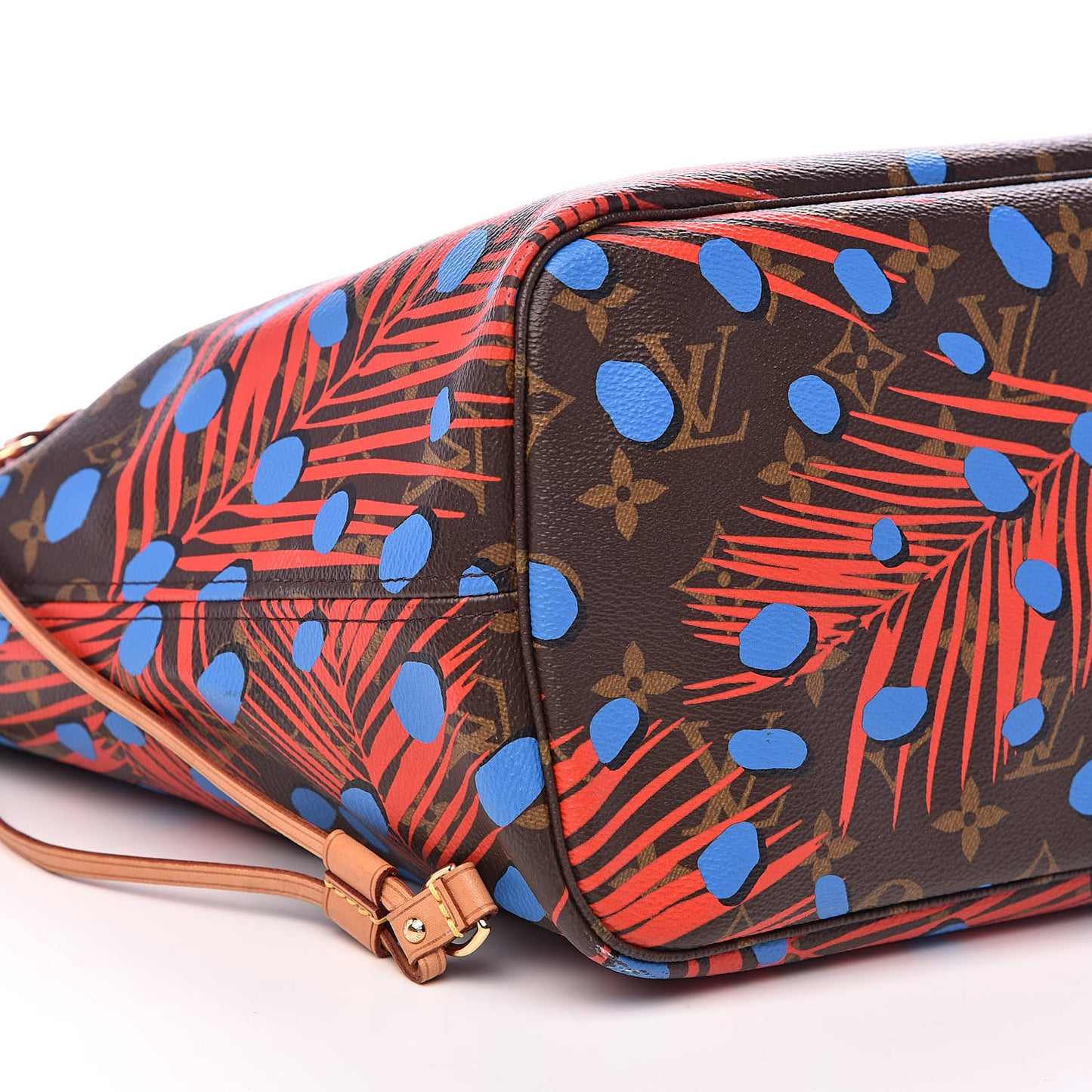 Monogram Jungle Dots Neo Neverfull MM Coquelicot Denim