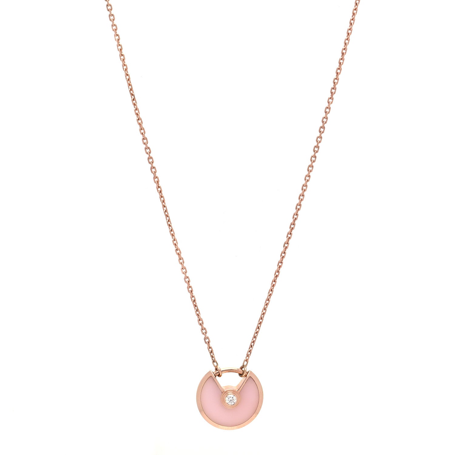 Cartier 18K Pink Gold Diamond Pink Opal XS Amulette de Cartier Pendant Necklace 1 of 6