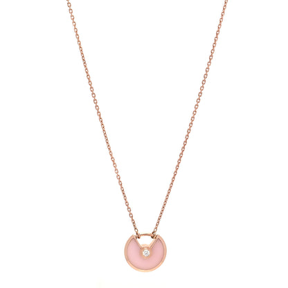 Cartier 18K Pink Gold Diamond Pink Opal XS Amulette de Cartier Pendant Necklace 1 of 6