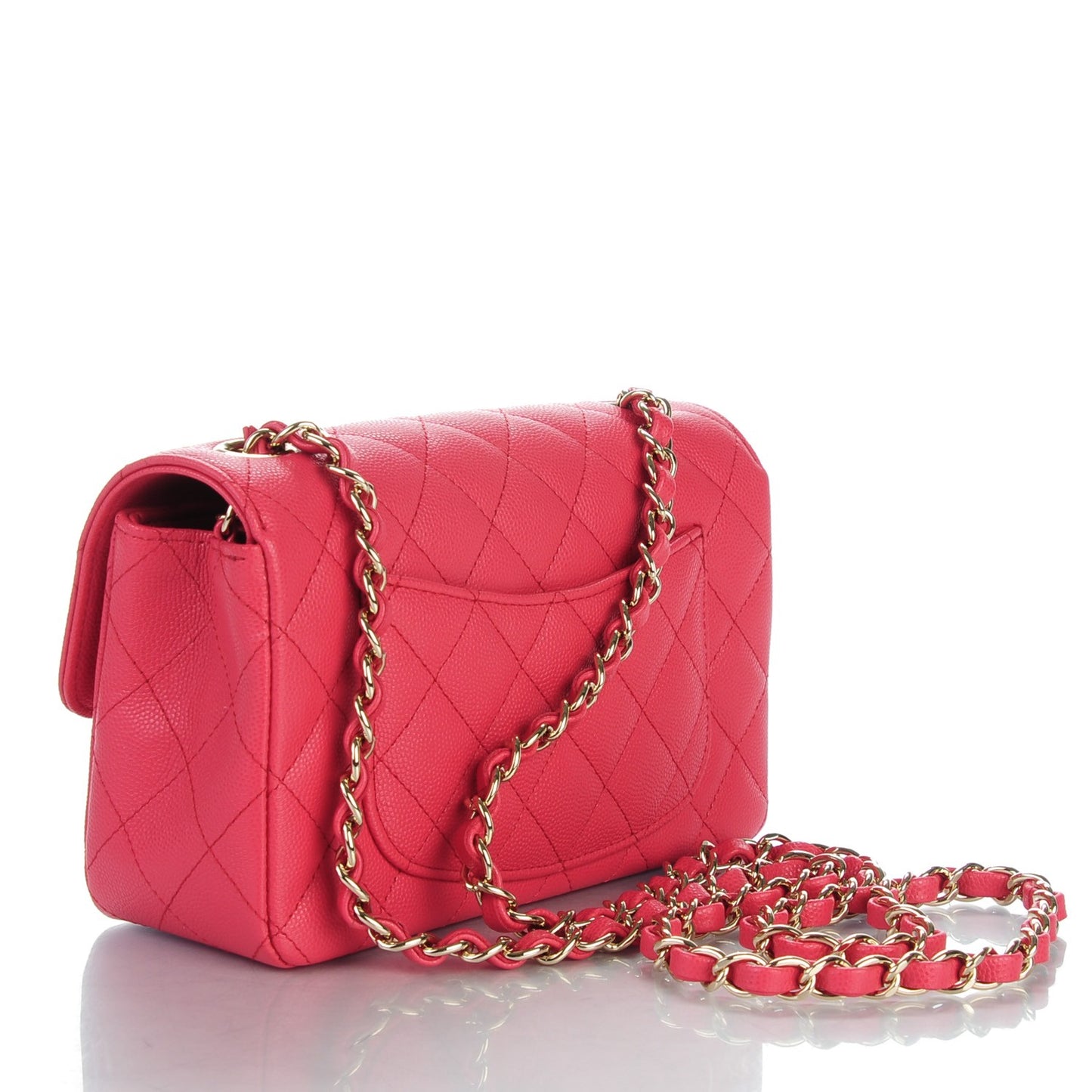 Caviar Quilted Mini Rectangular Flap Dark Pink
