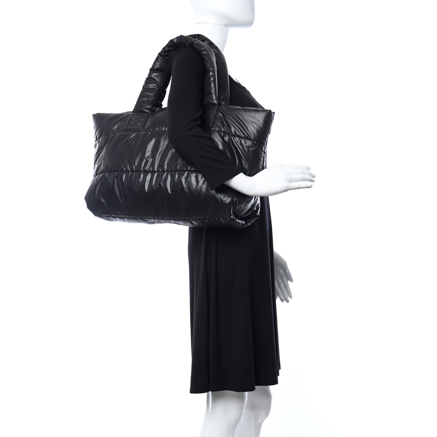 Chanel Nylon Quilted Coco Cocoon Reversible Tote Black 2 of 11