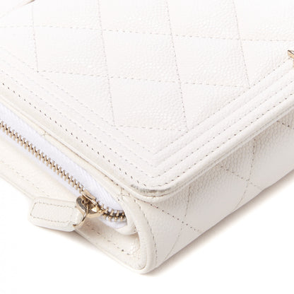 Chanel Caviar Quilted Boy Wallet On Chain WOC White 6 of 10