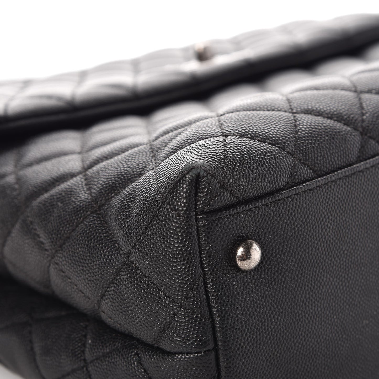 Caviar Lizard Quilted Large Coco Handle Flap Black