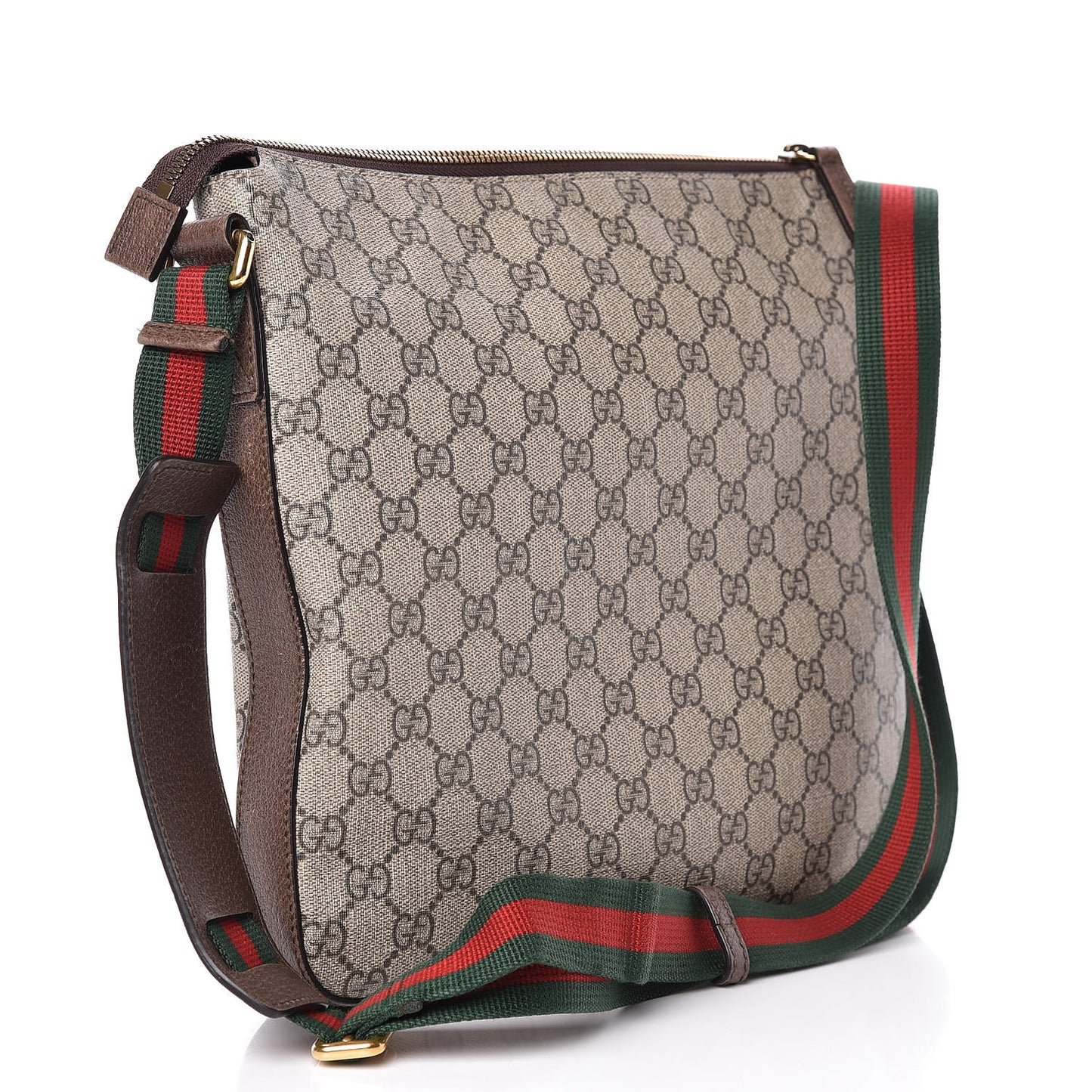 Soft GG Supreme Monogram Courrier Web Medium Flat Messenger Bag Beige New Acero Multicolor