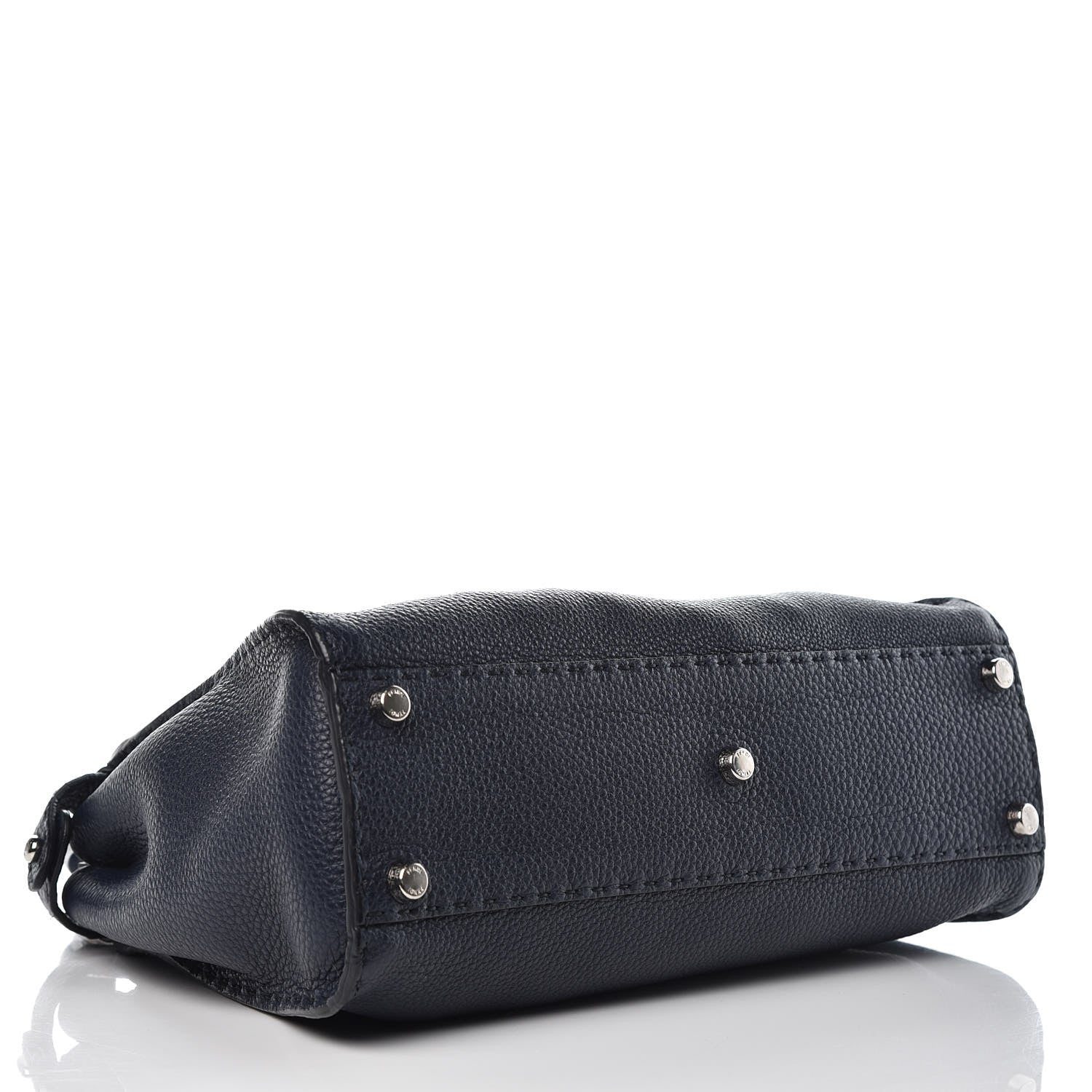 Fendi Cuoio Romano Selleria Medium Peekaboo Iconic Satchel Blue Notte 4 of 11
