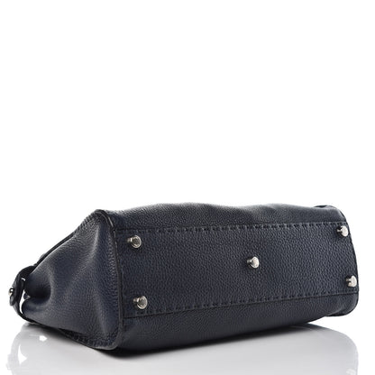 Fendi Cuoio Romano Selleria Medium Peekaboo Iconic Satchel Blue Notte 4 of 11
