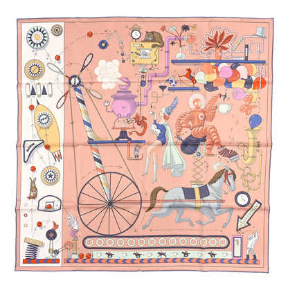 Hermes Silk Tea For Two Scarf 90 Rose Poudre White Bleu 1 of 3