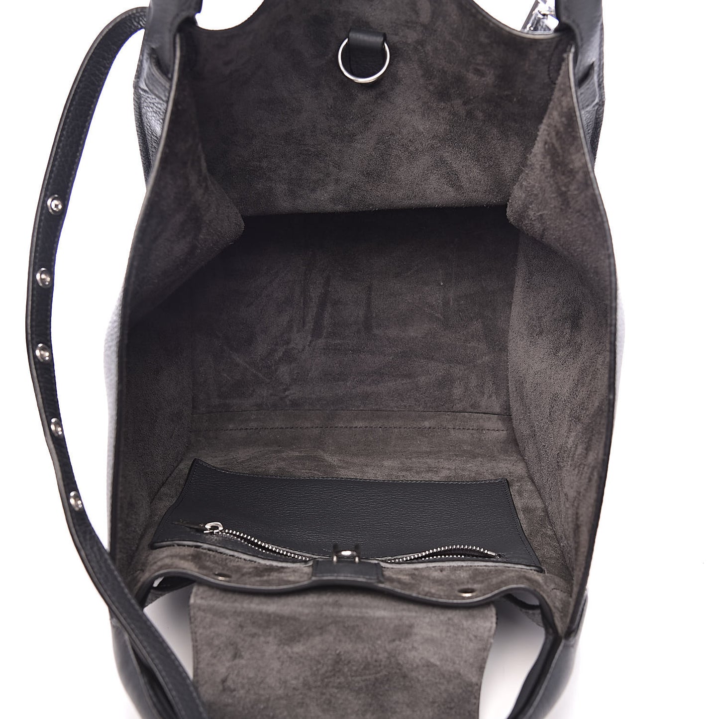 Supple Grained Calfskin Small Long Strap Big Bag Anthracite