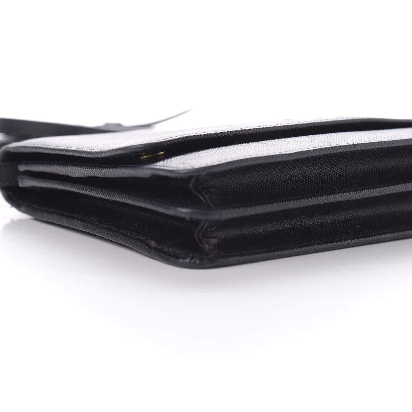 Saffiano Metal Flap Wallet With Strap Black