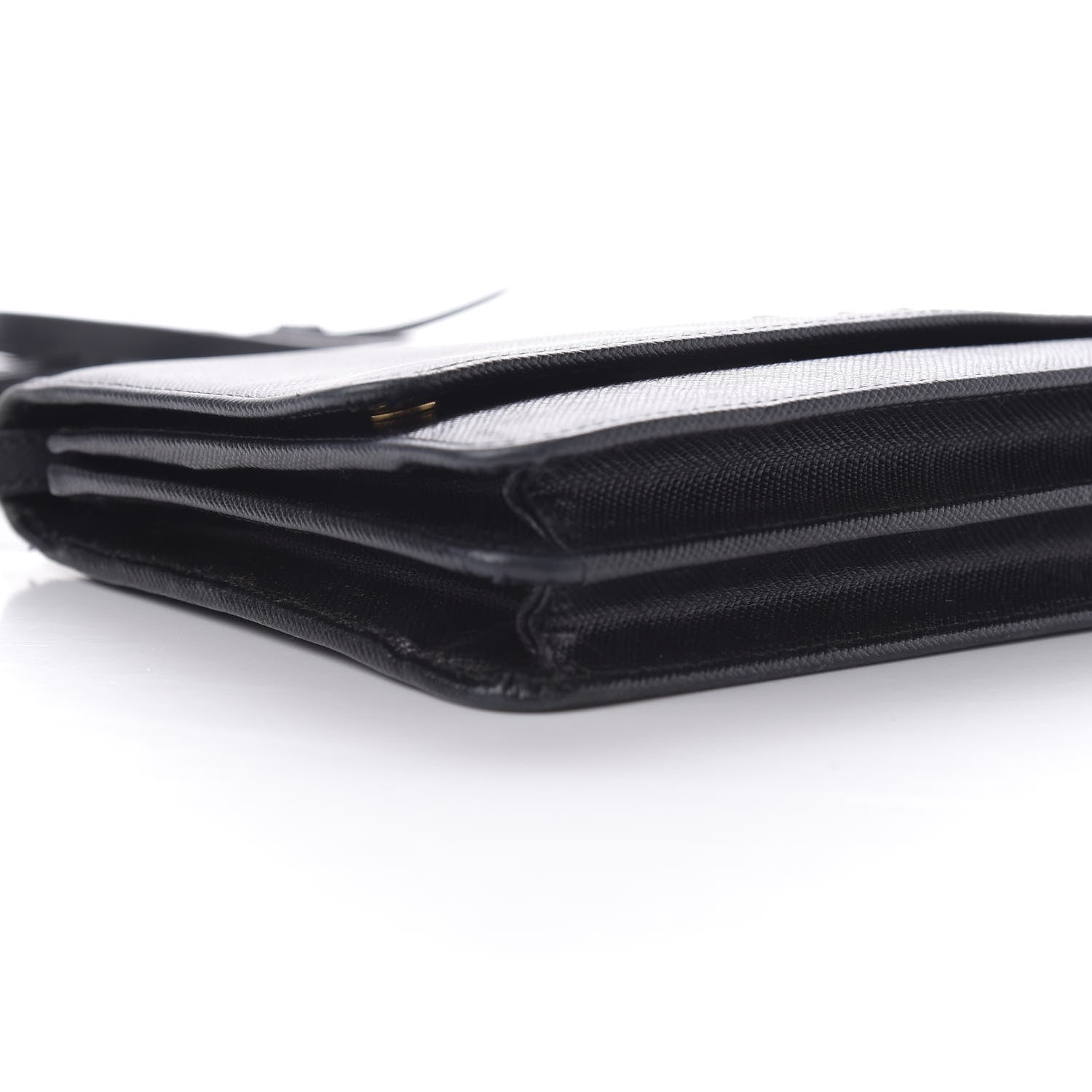 Prada Saffiano Metal Flap Wallet With Strap Black 7 of 8