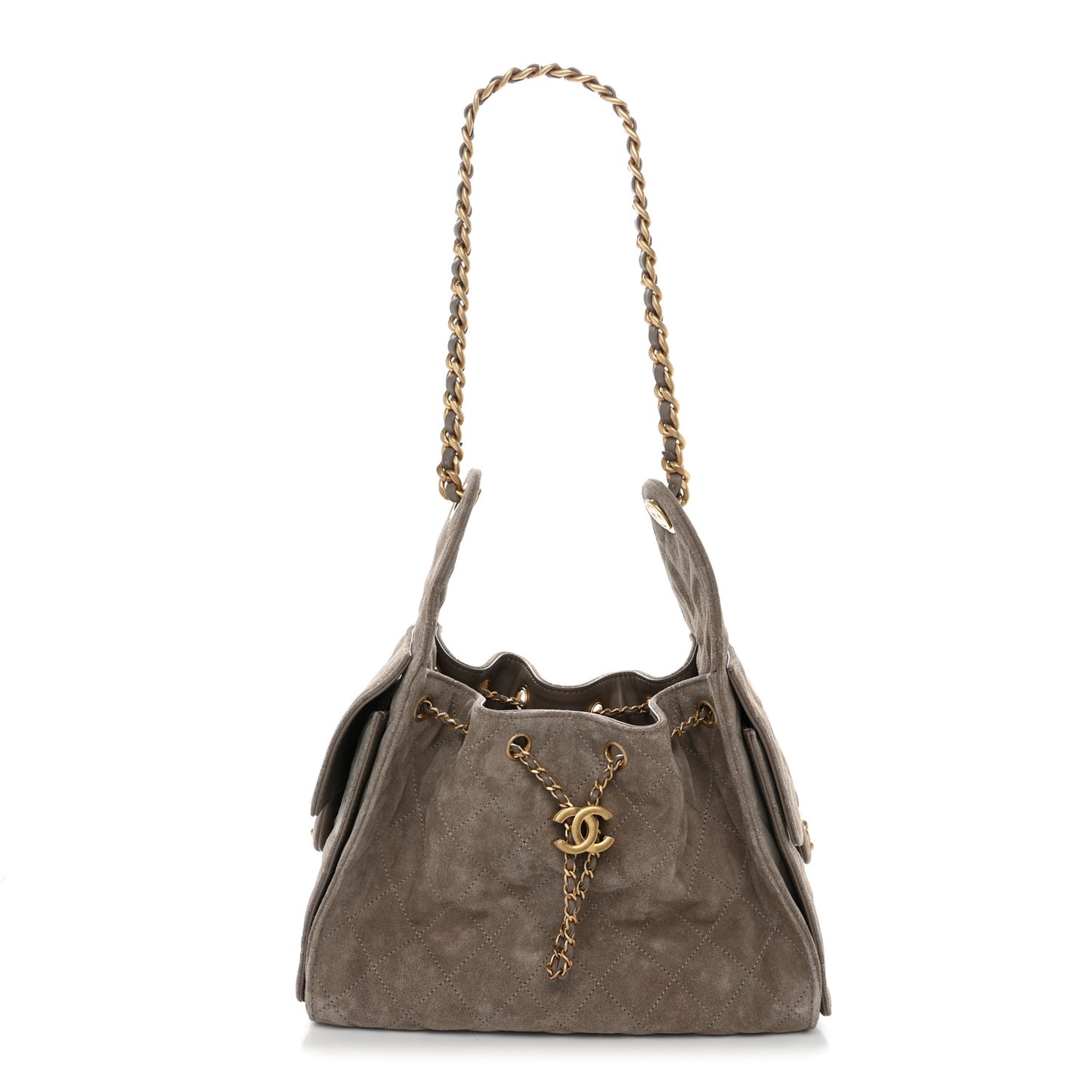 Suede Quilted Small Chanel 25 Handbag Dark Grey