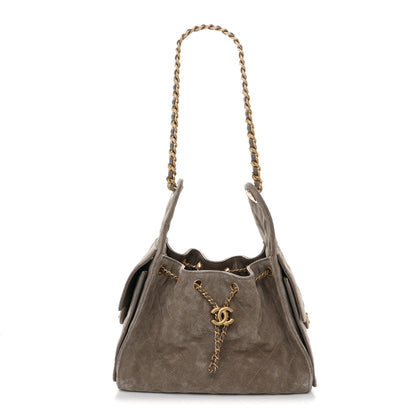 Chanel Suede Quilted Small Chanel 25 Handbag Dark Grey 1 of 11
