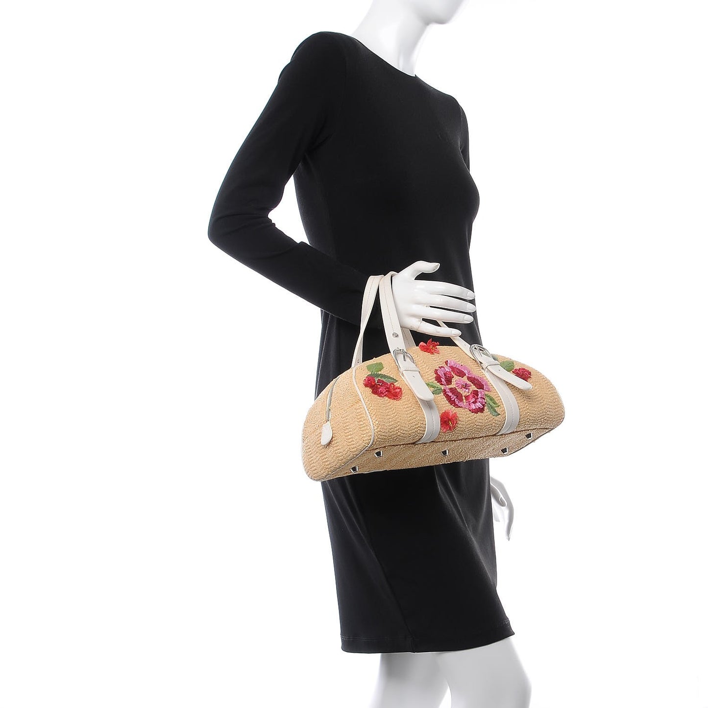 Straw Floral Satchel Multi