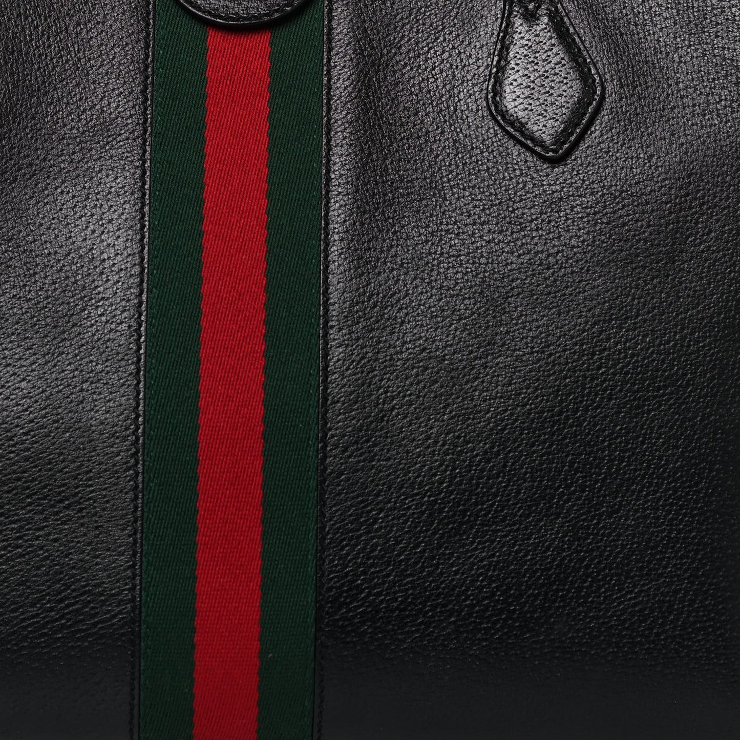 Textured Calfskin Web Medium Ophidia Shopping Tote Black