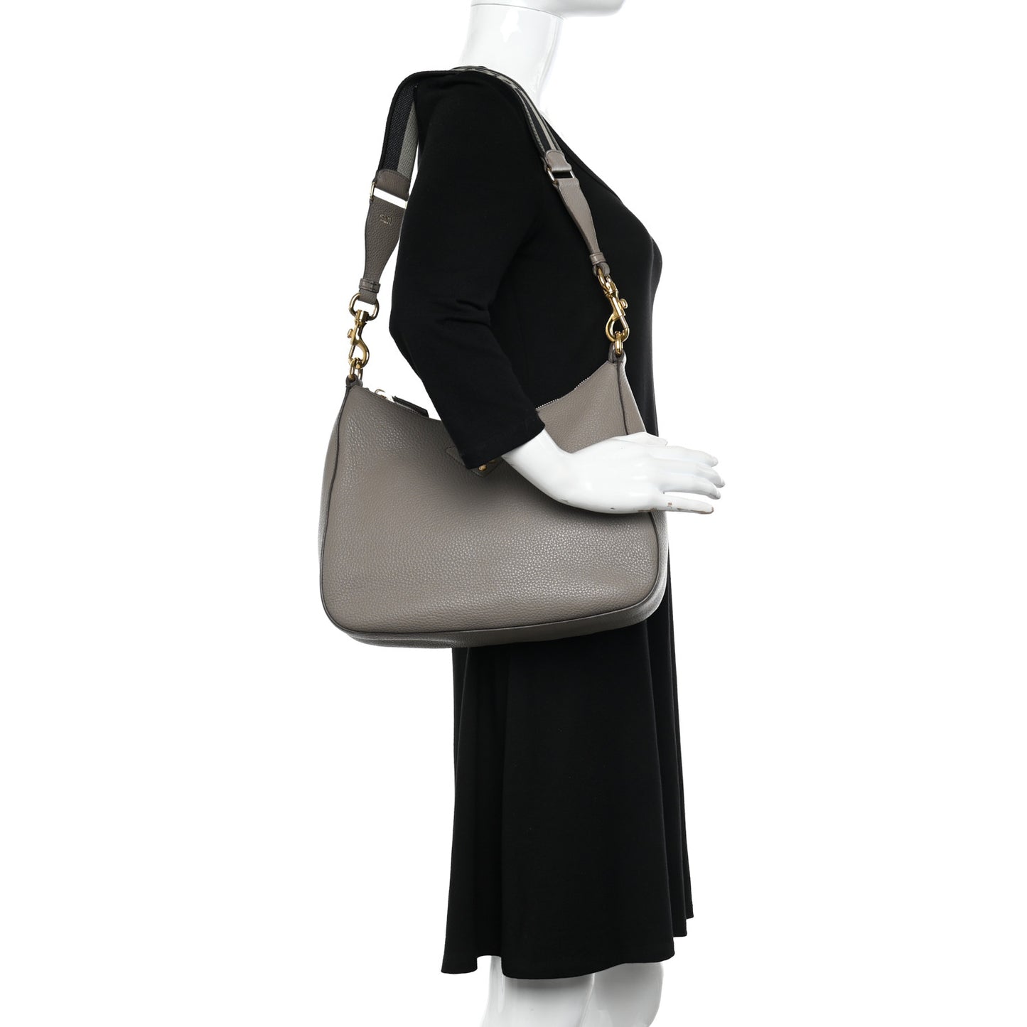 Vitello Daino Soft Large Zippered Messenger Hobo Argilla