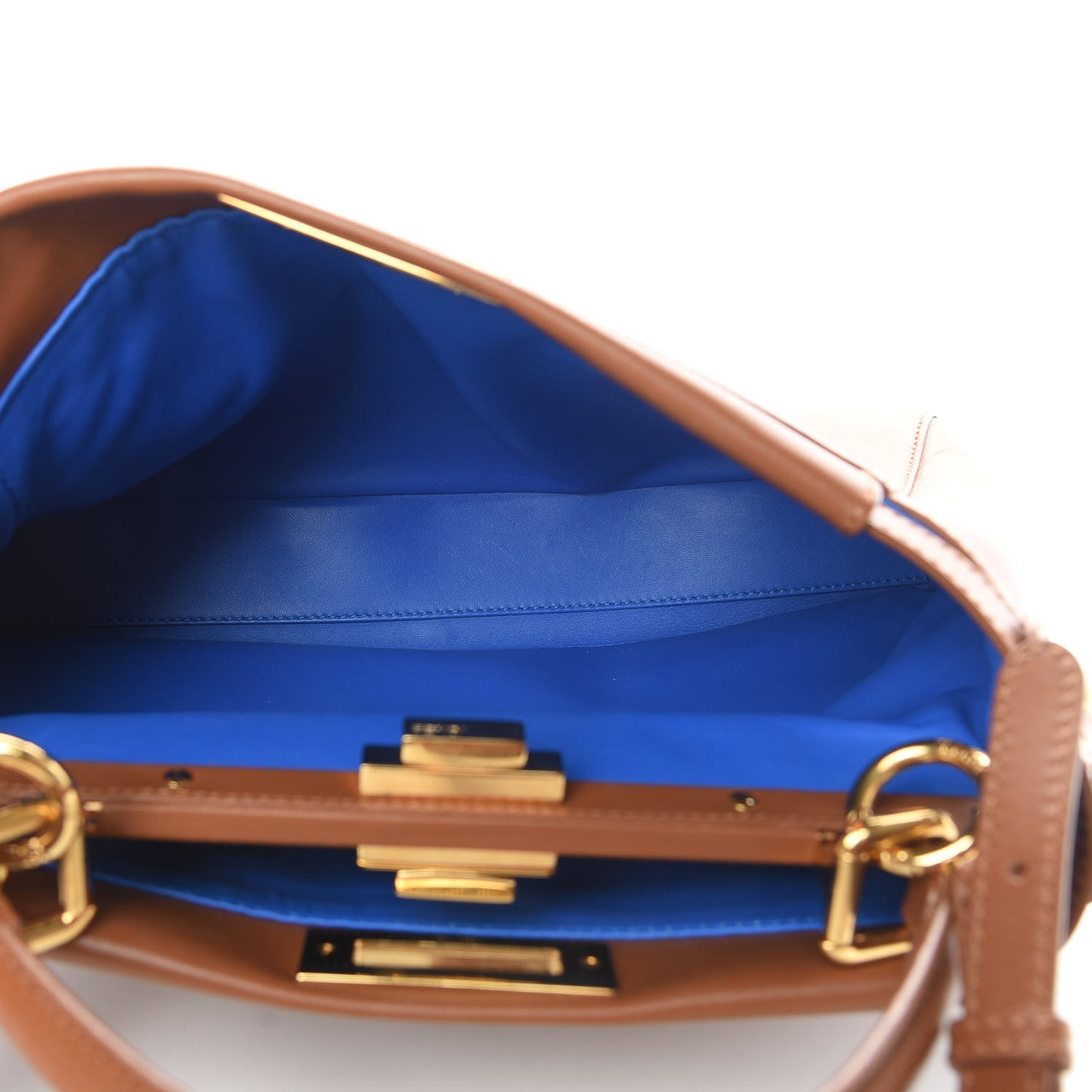 Vitello Morgan Shiny Nappa Medium Peekaboo Iconic Satchel Cuoio Bluette