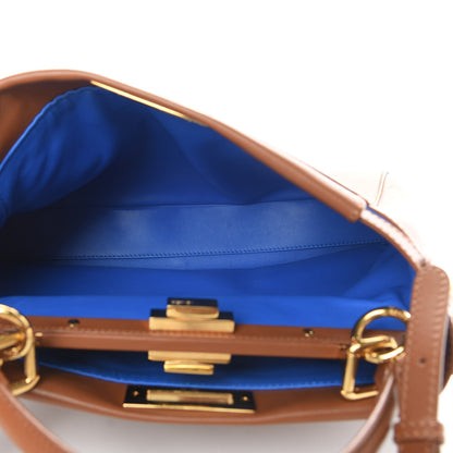 Fendi Vitello Morgan Shiny Nappa Medium Peekaboo Iconic Satchel Cuoio Bluette 6 of 13