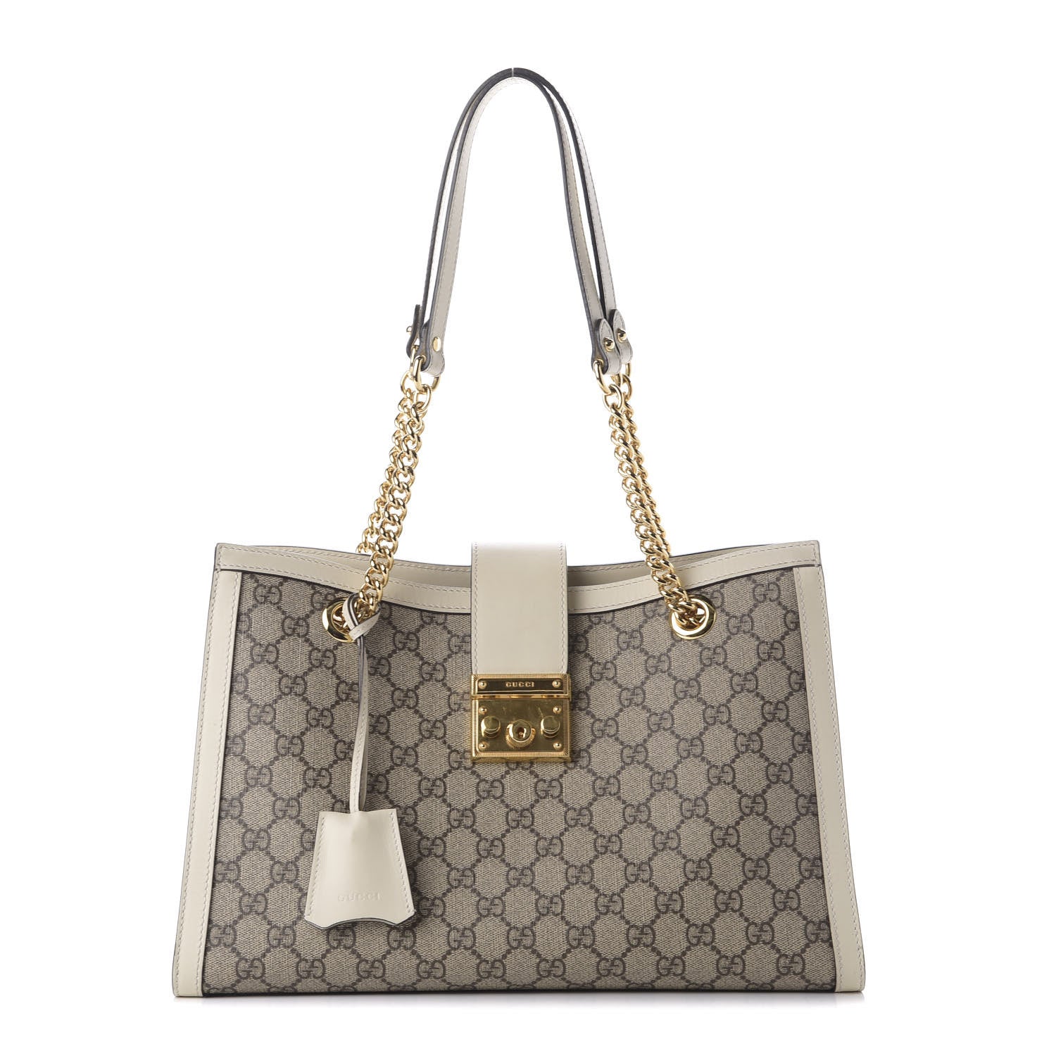 Gucci GG Supreme Monogram Medium Padlock Tote White 1 of 10
