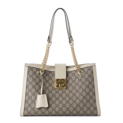 Gucci GG Supreme Monogram Medium Padlock Tote White 1 of 10