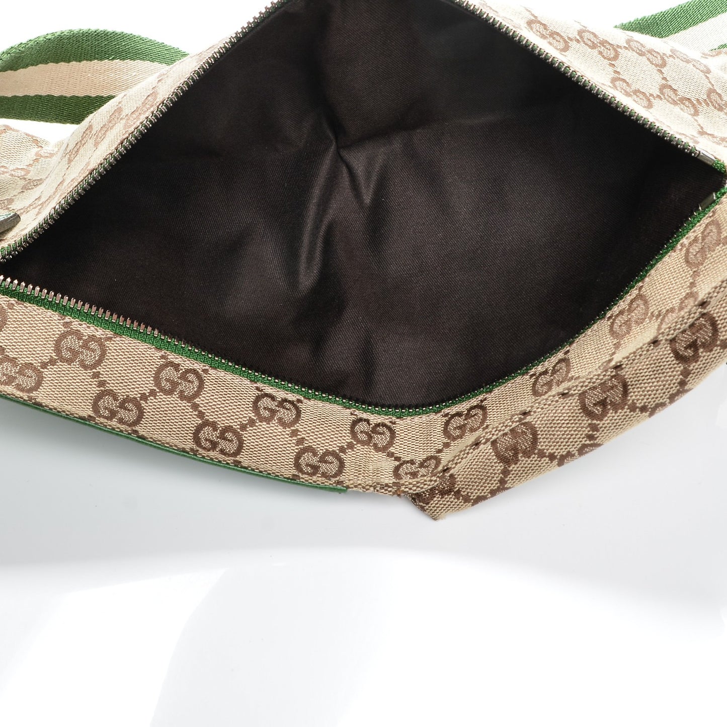 GG Monogram Web Double Pocket Belt Bag Green