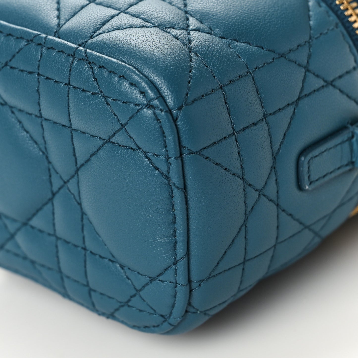 Lambskin Cannage Micro Lady Dior Vanity Case Deep Ocean