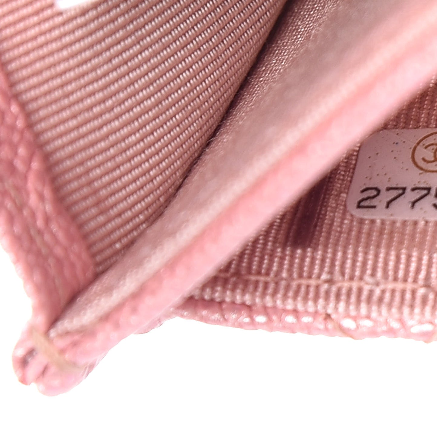 Iridescent Caviar Quilted Flap Card Holder Rose Pink