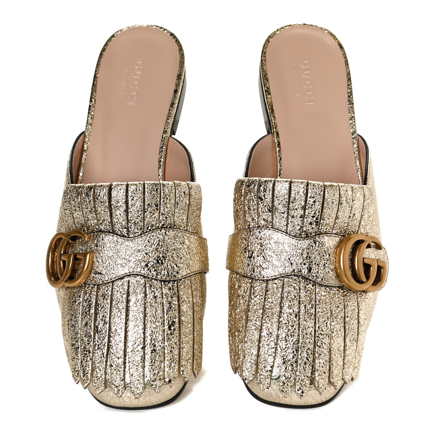 Gucci Galassia Womens GG Marmont Fringe Slippers 36.5 Platino 5 of 10
