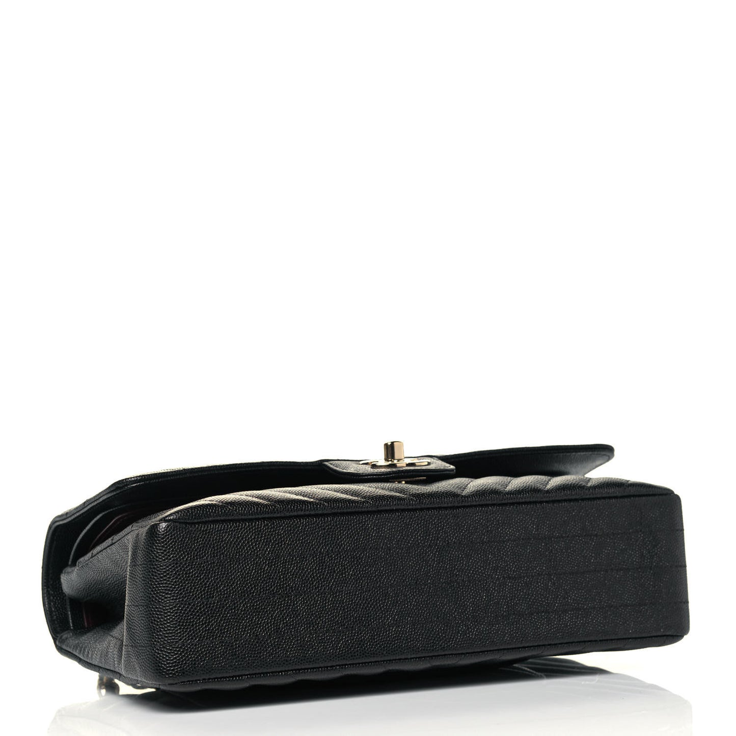 Caviar Chevron Quilted Medium Double Flap Black
