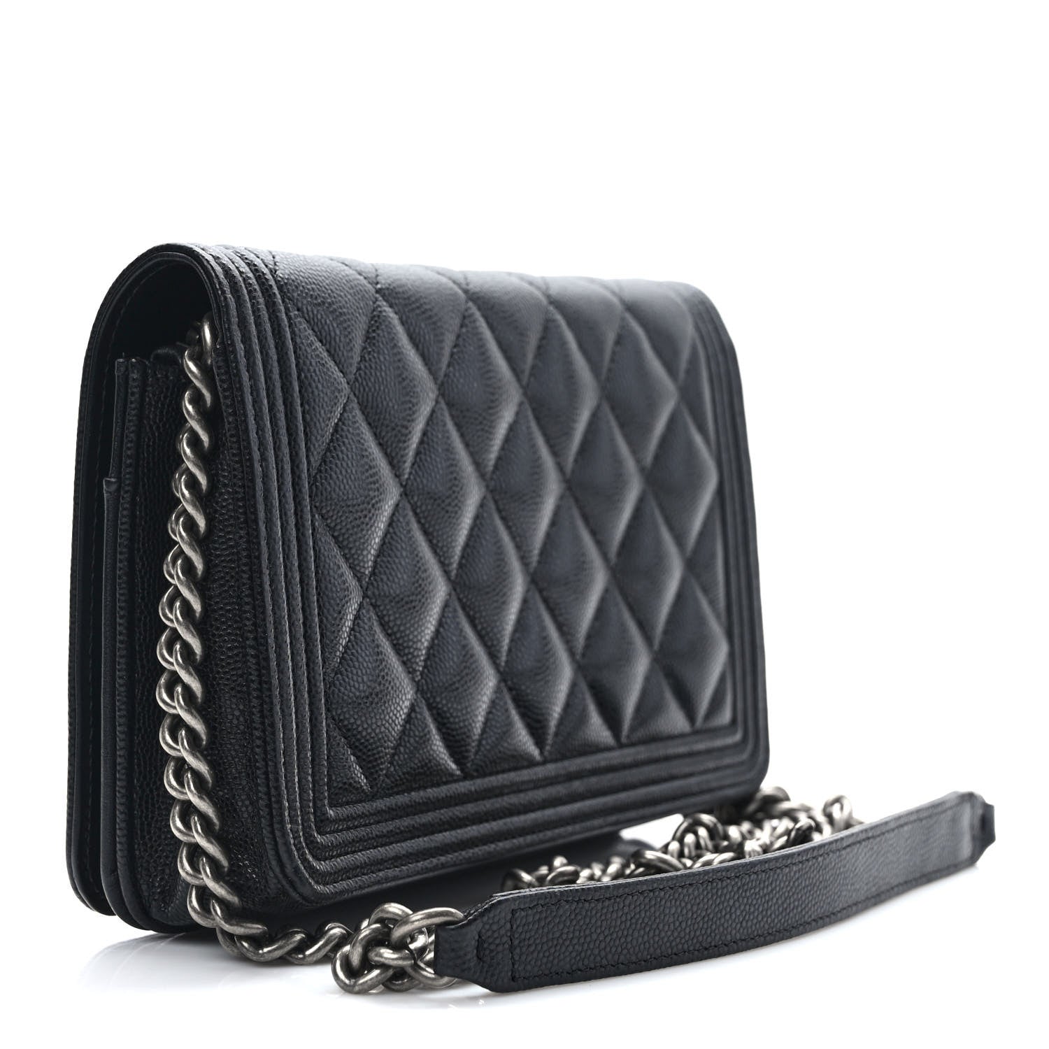 Chanel Caviar Quilted Boy Wallet On Chain WOC Black 3 of 12