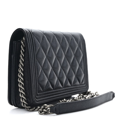 Chanel Caviar Quilted Boy Wallet On Chain WOC Black 3 of 12