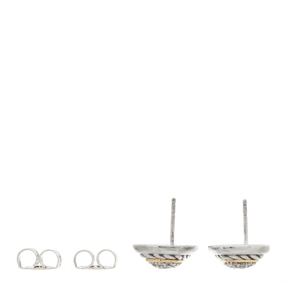 David Yurman Sterling Silver 18K Yellow Gold Diamond 7mm Albion Earrings 3 of 4