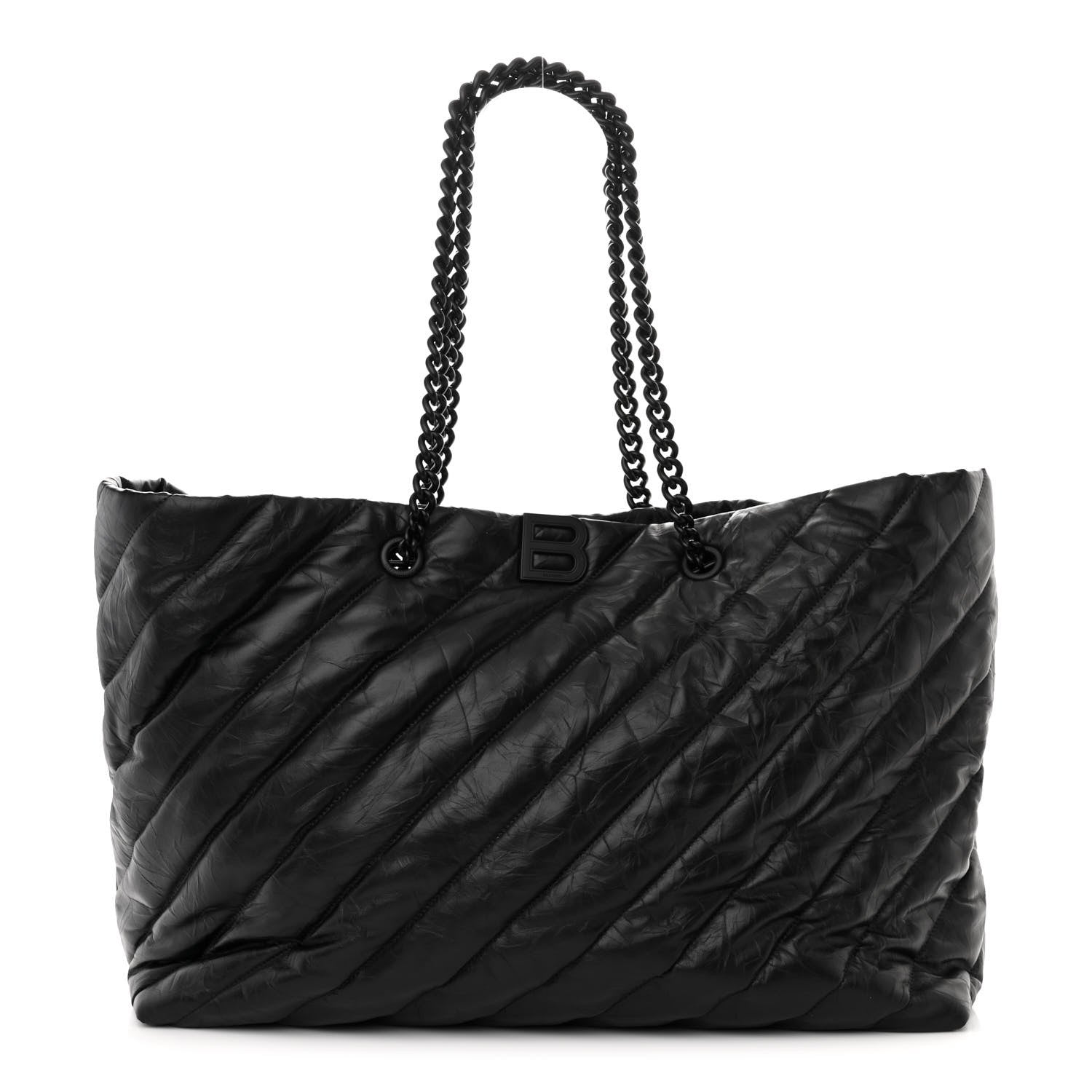 Balenciaga Crushed Calfskin Quilted Matte Black Hardware Large Crush Carry All Tote Bag Black 1 of 9