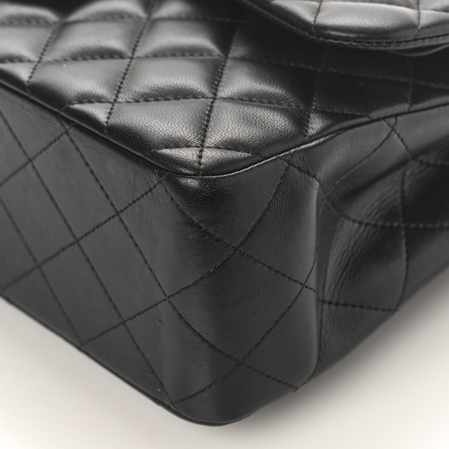 Lambskin Quilted Jumbo Double Flap Black