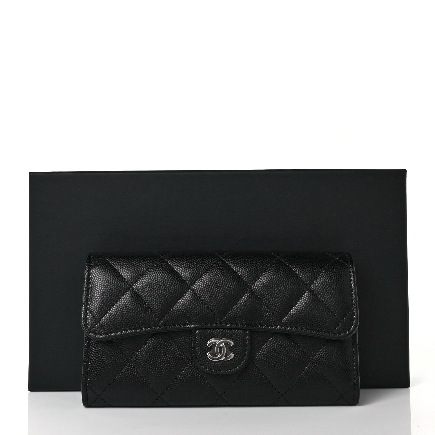Chanel Caviar Quilted Medium Gusset Flap Wallet Black 10 of 10