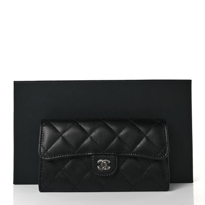 Chanel Caviar Quilted Medium Gusset Flap Wallet Black 10 of 10
