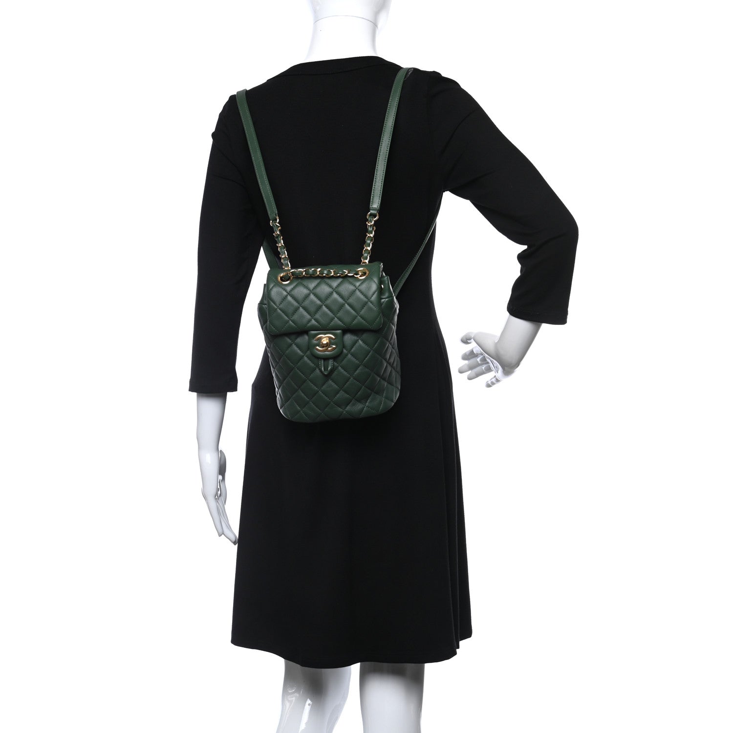Chanel Calfskin Quilted Small Urban Spirit Backpack Dark Green 2 of 10