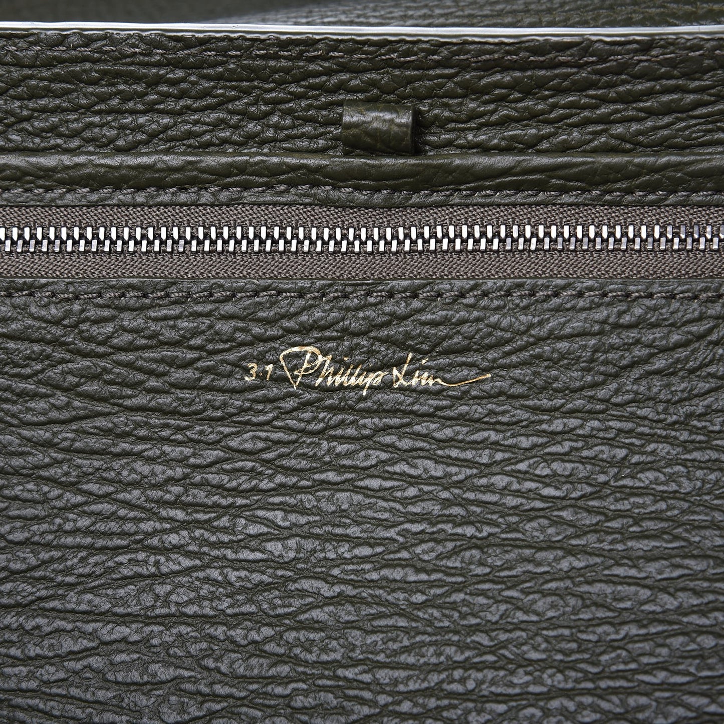 3.1 Textured Calfskin Medium Pashli Satchel Military Green