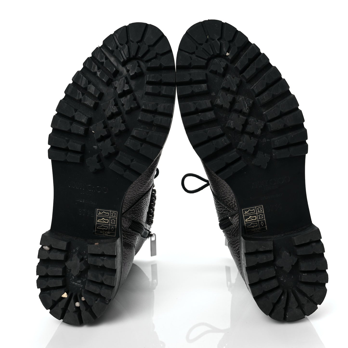 Metallic Grained Calfskin Crystal Embellished Cruz Combat Boots 37.5 Silver