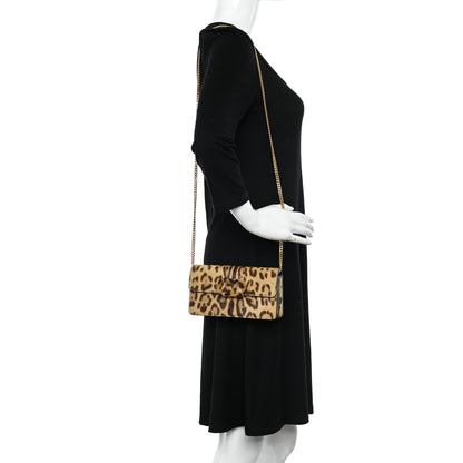 Valentino Garavani Calf Hair Leopard Print VSling Chain Wallet 2 of 11