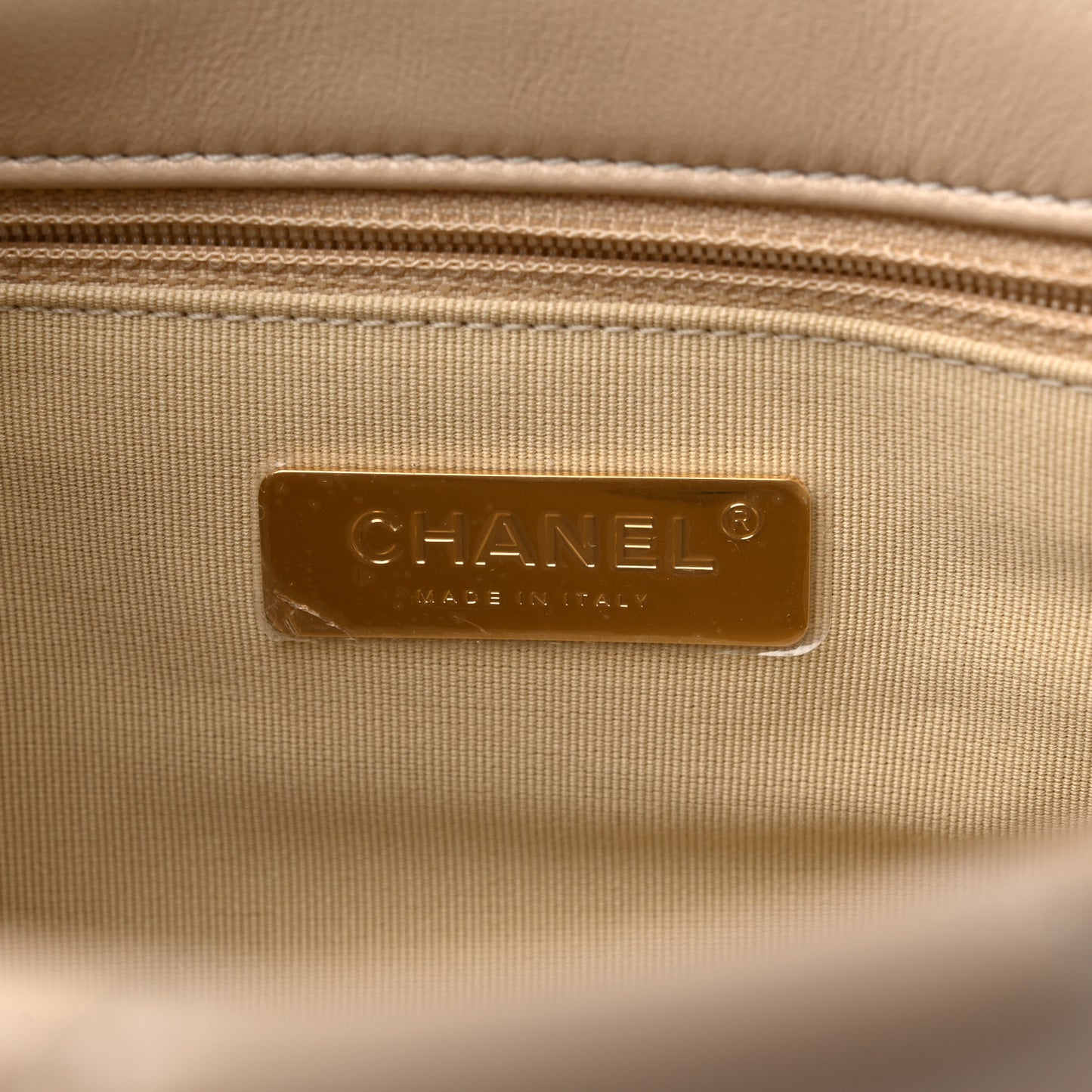 Lambskin Quilted Medium Chanel 19 Flap Light Beige