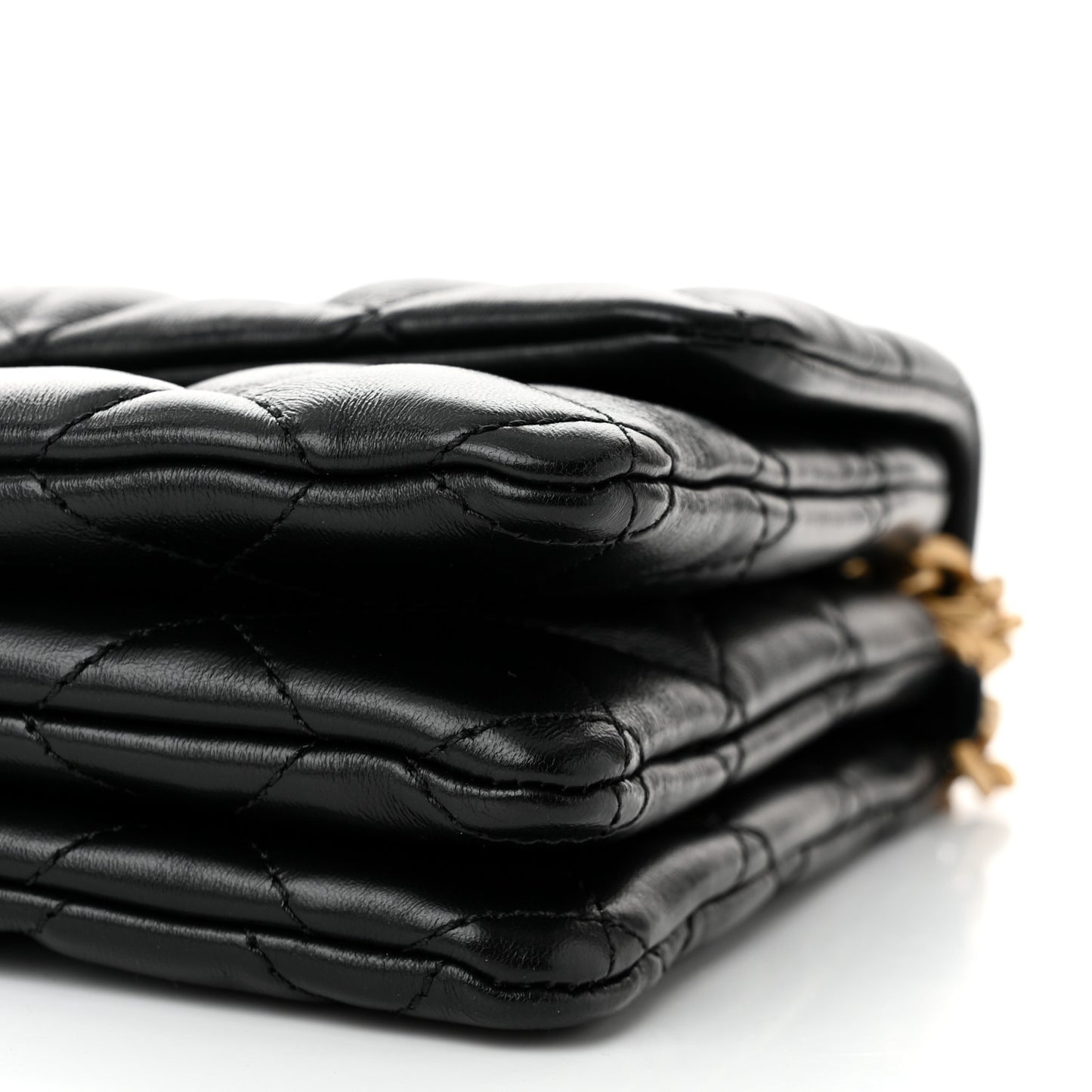 Lambskin Quilted Medium Pillow Crush Flap Bag Black
