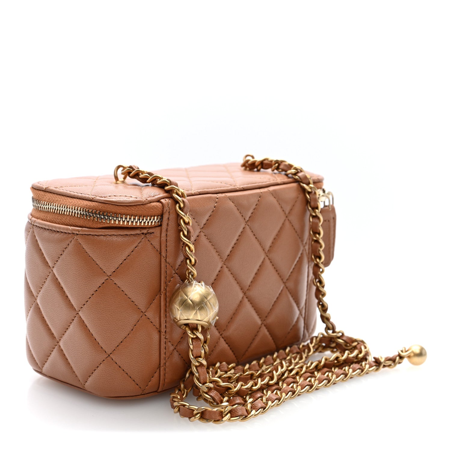 Chanel Lambskin Quilted Pearl Crush Small Vanity Case With Chain