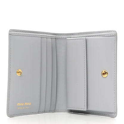 Miu Miu MIU MIU Calfskin Logo Embossed Bi-Fold Compact Wallet Fiordaliso 5 of 8